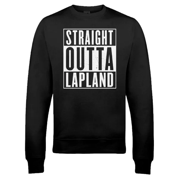 Straight Outta Lapland Christmas Sweatshirt - Black 1 Straight Outta Lapland Christmas Sweatshirt - Black