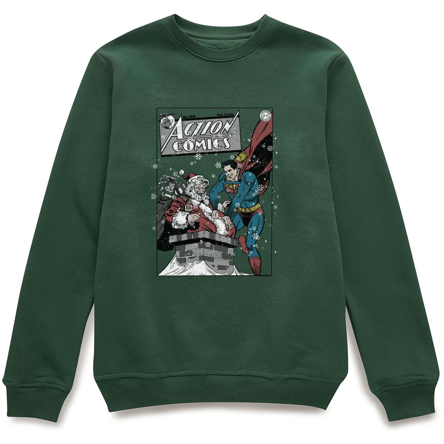 DC Comics Originals Superman Action Comics Green Christmas Sweater 1 DC Comics Originals Superman Action Comics Green Christmas Sweater