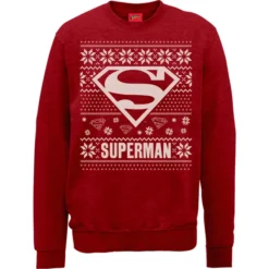 DC COMICS DC Superman Christmas Knit Logo Red Christmas Sweater