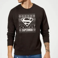 DC COMICS DC Superman Christmas Knit Logo Black Christmas Sweater