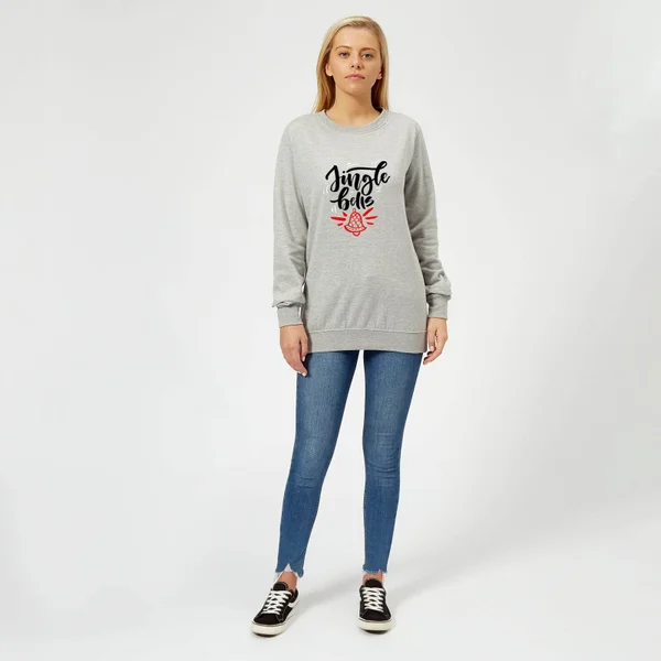 Jingle Bells Women's Christmas Jumper - Grey 3 Jingle Bells Women's Christmas Jumper - Grey - Image 3