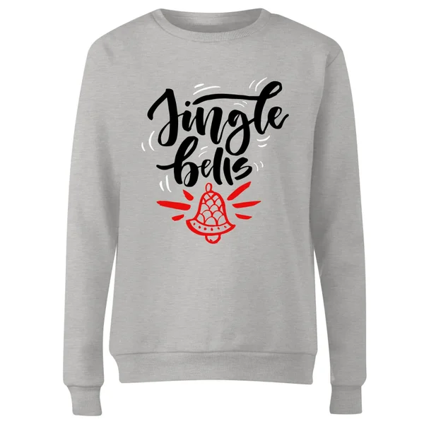 Jingle Bells Women's Christmas Jumper - Grey 4 Jingle Bells Women's Christmas Jumper - Grey - Image 4
