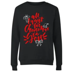 All I Want For Christmas Women's Christmas Jumper - Black -JD Looney Shop 11594499 5124626090207813