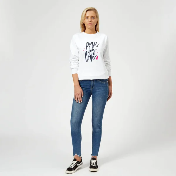 Peace Joy Love Women's Christmas Jumper - White 3 Peace Joy Love Women's Christmas Jumper - White - Image 3