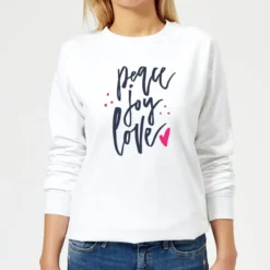 Peace Joy Love Women's Christmas Jumper - White