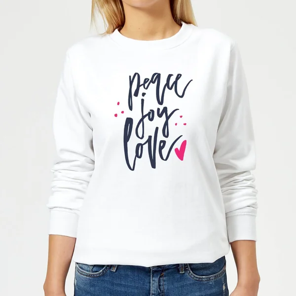 Peace Joy Love Women's Christmas Jumper - White 1 Peace Joy Love Women's Christmas Jumper - White