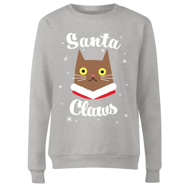 Santa Claws Women's Christmas Jumper - Grey 4 Santa Claws Women's Christmas Jumper - Grey - Image 4