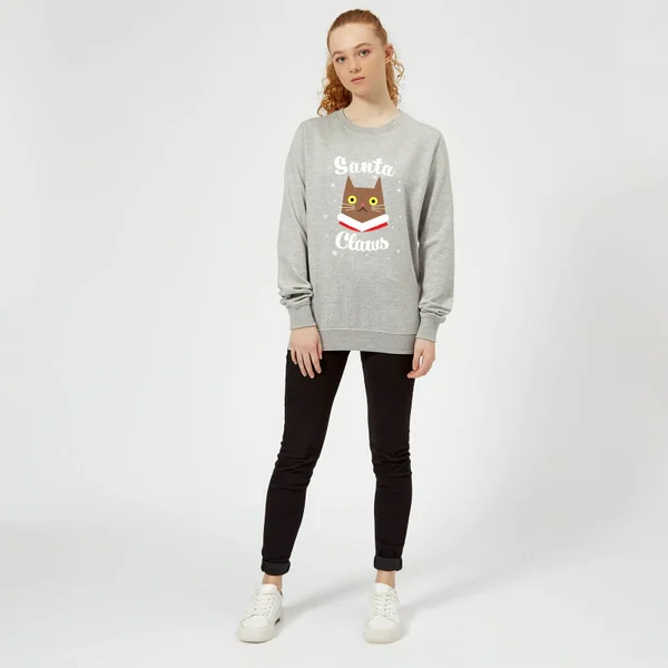 Santa Claws Women's Christmas Jumper - Grey 3 Santa Claws Women's Christmas Jumper - Grey - Image 3