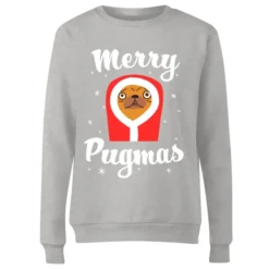 Merry Pugmas Women's Christmas Jumper - Grey 7 Merry Pugmas Women's Christmas Jumper - Grey -JD Looney Shop 11595837 1384626088457721