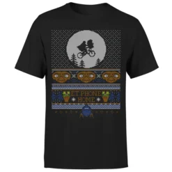 E.T Phone Home Fairisle Men's Christmas T-Shirt - Black