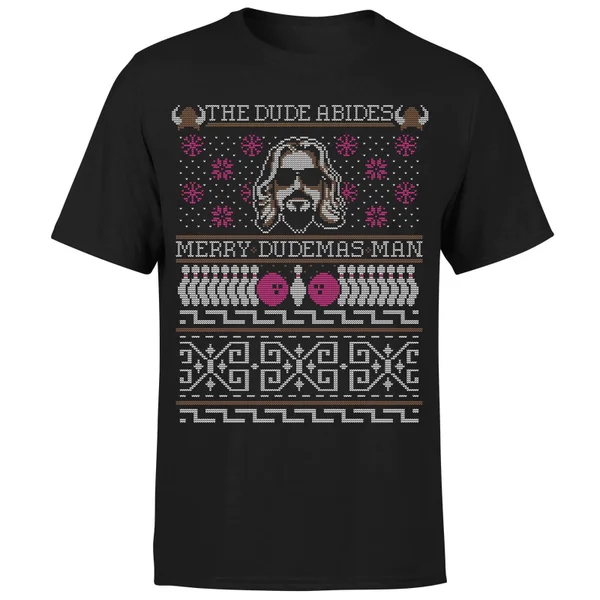 The Dude Abides Merry Dudemas Man Men's Christmas T-Shirt - Black 1 The Dude Abides Merry Dudemas Man Men's Christmas T-Shirt - Black