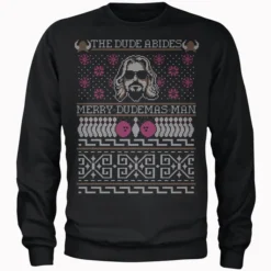 The Dude Abides Merry Dudemas Man Men's Christmas Sweater - Black