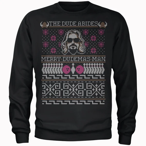 The Dude Abides Merry Dudemas Man Men's Christmas Sweater - Black 1 The Dude Abides Merry Dudemas Man Men's Christmas Sweater - Black