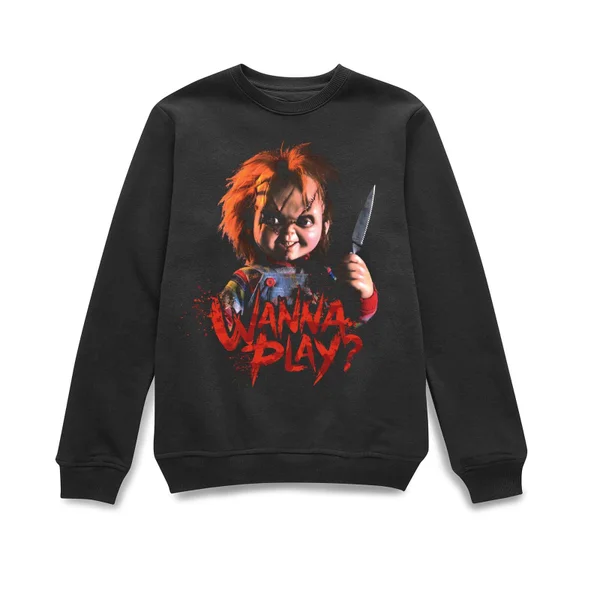 Chucky Wanna Play? Christmas Jumper - Black 2 Chucky Wanna Play? Christmas Jumper - Black - Image 2