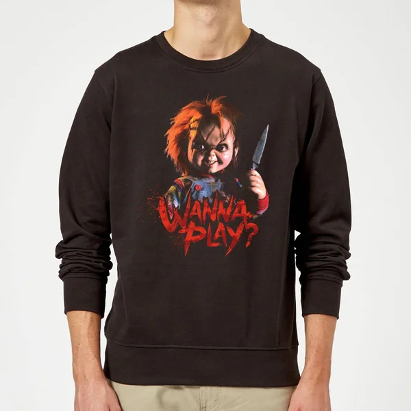 Chucky Wanna Play? Christmas Jumper - Black 1 Chucky Wanna Play? Christmas Jumper - Black