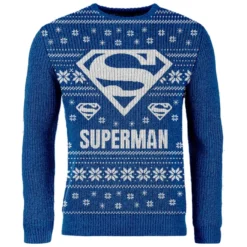DC COMICS Zavvi Exclusive Superman Knitted Christmas Sweater - Blue