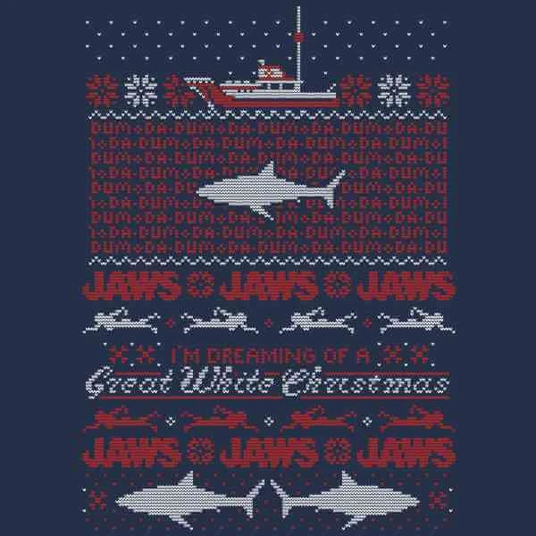 Jaws Great White Christmas Men's T-Shirt - Navy 2 Jaws Great White Christmas Men's T-Shirt - Navy - Image 2