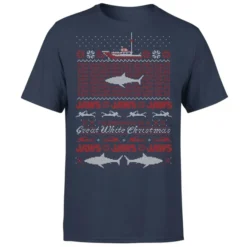 Jaws Great White Christmas Men's T-Shirt - Navy 9 Jaws Great White Christmas Men's T-Shirt - Navy -JD Looney Shop 11919473 1364618090414614