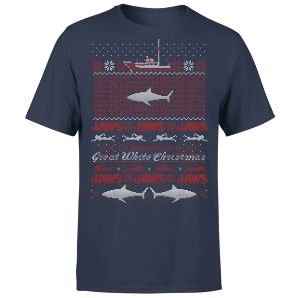 Jaws Great White Christmas Men's T-Shirt - Navy 5 Jaws Great White Christmas Men's T-Shirt - Navy - Image 5