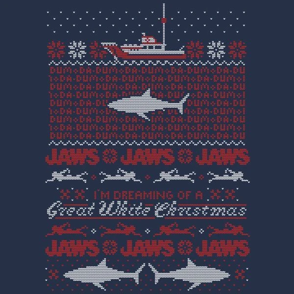 Jaws Great White Christmas Women's T-Shirt - Navy 2 Jaws Great White Christmas Women's T-Shirt - Navy - Image 2
