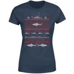 Jaws Great White Christmas Women's T-Shirt - Navy 9 Jaws Great White Christmas Women's T-Shirt - Navy -JD Looney Shop 11919479 2564624488062436