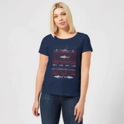 Jaws Great White Christmas Women's T-Shirt - Navy 7 Jaws Great White Christmas Women's T-Shirt - Navy -JD Looney Shop 11919479 9344624487831778