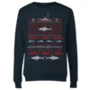 Jaws Great White Christmas Women's Christmas Jumper - Navy