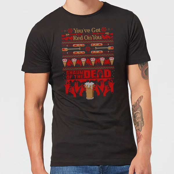 Shaun Of The Dead You've Got Red On You Christmas Men's T-Shirt - Black 1 Shaun Of The Dead You've Got Red On You Christmas Men's T-Shirt - Black