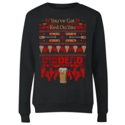 Shaun Of The Dead You've Got Red On You Christmas Women's Christmas Jumper - Black -JD Looney Shop 11919547 2064625264505045