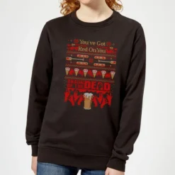 Shaun Of The Dead You've Got Red On You Christmas Women's Christmas Jumper - Black