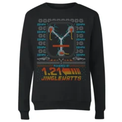 Back To The Future 1.21 Jinglewatts Christmas Women's Christmas Jumper - Black -JD Looney Shop 11919627 1294625264654328