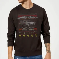 Back To The Future Back In Time For Christmas Sweater - Black