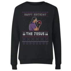 The Big Lebowski Happy Birthday The Jesus Women's Christmas Jumper - Black -JD Looney Shop 11919848 1614625264732361