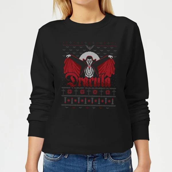 Universal Monsters Dracula Christmas Women's Christmas Jumper - Black 1 Universal Monsters Dracula Christmas Women's Christmas Jumper - Black
