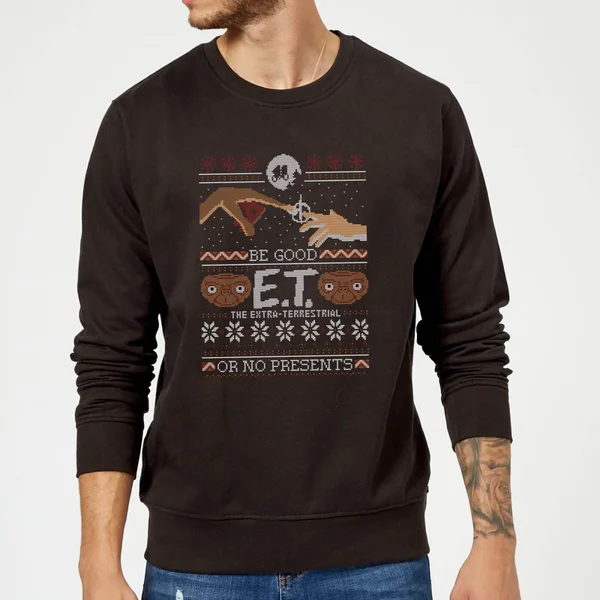 E.T. The Extra-Terrestrial Be Good Or No Presents Christmas Sweatshirt - Black 3 E.T. The Extra-Terrestrial Be Good Or No Presents Christmas Sweatshirt - Black - Image 3