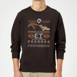 E.T. The Extra-Terrestrial Be Good Or No Presents Christmas Sweatshirt - Black