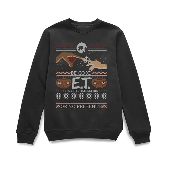 E.T. The Extra-Terrestrial Be Good Or No Presents Christmas Sweatshirt - Black 2 E.T. The Extra-Terrestrial Be Good Or No Presents Christmas Sweatshirt - Black - Image 2