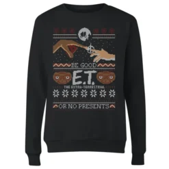 E.T. The Extra-Terrestrial Be Good Or No Presents Women's Christmas Sweatshirt - Black -JD Looney Shop 11920086 1354626286290396