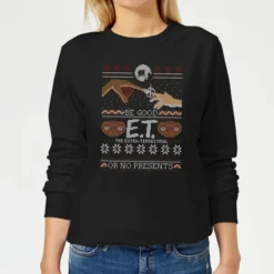 E.T. The Extra-Terrestrial Be Good Or No Presents Women's Christmas Sweatshirt - Black
