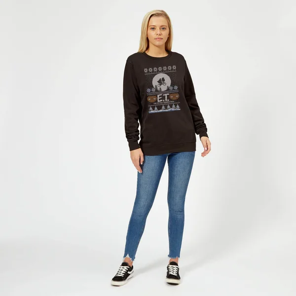 E.T. The Extra-Terrestrial Christmas Women's Christmas Jumper - Black 2 E.T. The Extra-Terrestrial Christmas Women's Christmas Jumper - Black - Image 2