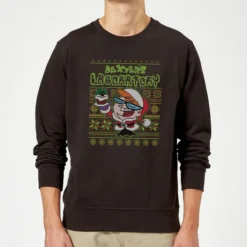 Cartoon Network Dexter's Lab Pattern Christmas Sweater - Black