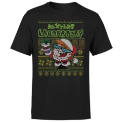 Cartoon Network Dexter's Lab Pattern Men's Christmas T-Shirt - Black -JD Looney Shop 11931649 1324622959194855