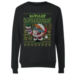 Cartoon Network Dexter's Lab Pattern Women's Christmas Sweater - Black -JD Looney Shop 11931658 5554625259378333