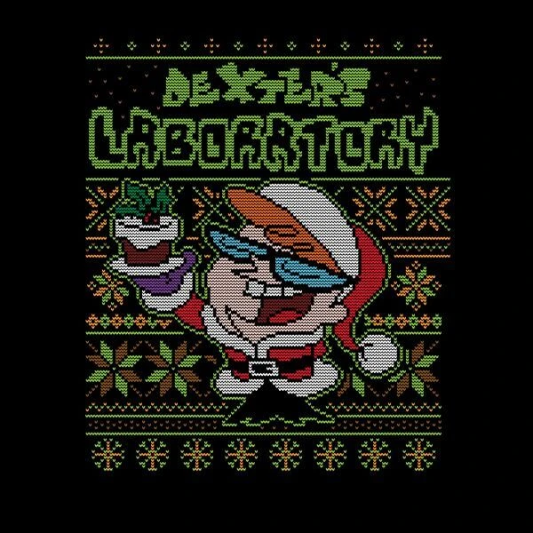 Cartoon Network Dexter's Lab Pattern Women's Christmas T-Shirt - Black 2 Cartoon Network Dexter's Lab Pattern Women's Christmas T-Shirt - Black - Image 2
