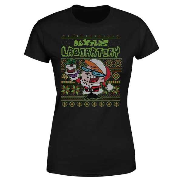 Cartoon Network Dexter's Lab Pattern Women's Christmas T-Shirt - Black 5 Cartoon Network Dexter's Lab Pattern Women's Christmas T-Shirt - Black - Image 5