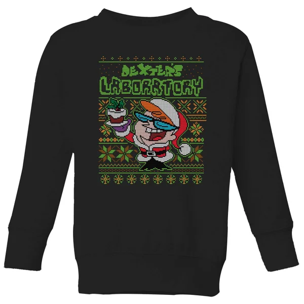Cartoon Network Dexter's Lab Pattern Kids' Christmas Sweater - Black 1 Cartoon Network Dexter's Lab Pattern Kids' Christmas Sweater - Black