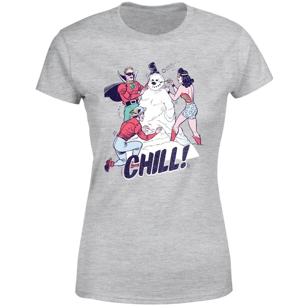 DC COMICS DC Chill! Women's Christmas T-Shirt - Grey 5 DC COMICS DC Chill! Women's Christmas T-Shirt - Grey - Image 5