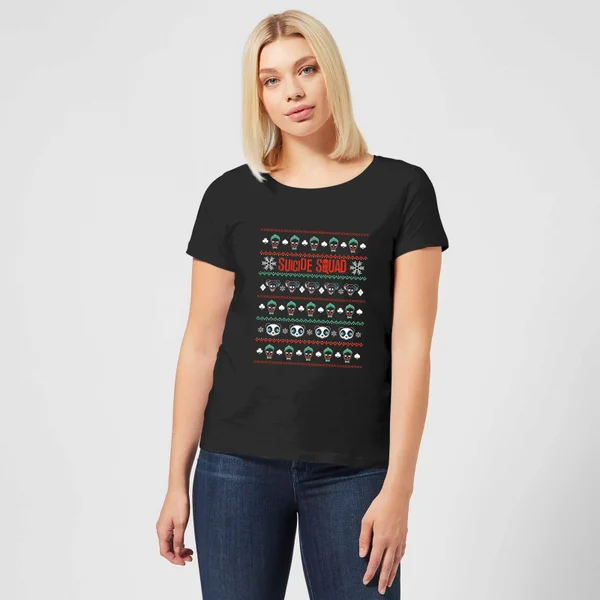 DC COMICS DC Suicide Squad Knit Pattern Women's Christmas T-Shirt - Black 3 DC COMICS DC Suicide Squad Knit Pattern Women's Christmas T-Shirt - Black - Image 3