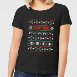 DC COMICS DC Suicide Squad Knit Pattern Women's Christmas T-Shirt - Black