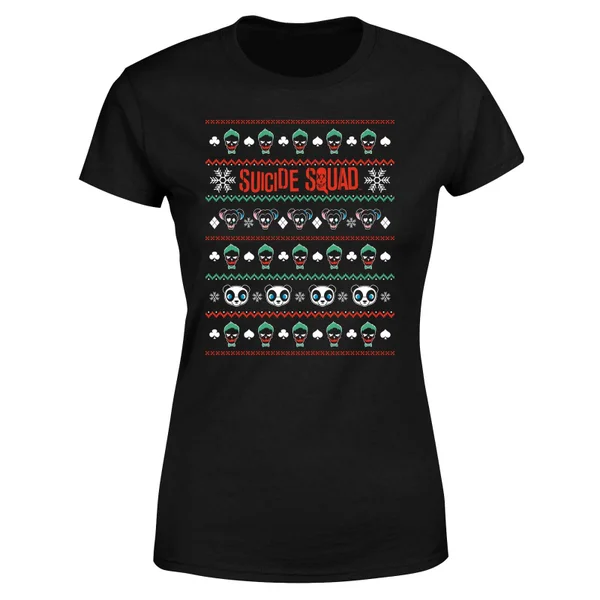 DC COMICS DC Suicide Squad Knit Pattern Women's Christmas T-Shirt - Black 5 DC COMICS DC Suicide Squad Knit Pattern Women's Christmas T-Shirt - Black - Image 5